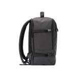 Sac à dos en polyester recyclé aux dimensions pour avion 14” couleur gris foncé troisième vue