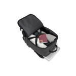 Sac à dos en polyester recyclé aux dimensions pour avion 14” couleur gris foncé Huitième vue