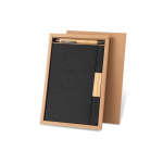 Ensemble bloc-notes et stylo en bambou, encre noire, A5, pages lignées couleur noir Neuvième vue