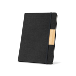 Ensemble bloc-notes et stylo en bambou, encre noire, A5, pages lignées couleur noir