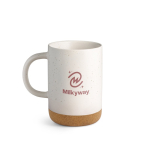 Tasse en céramique avec base en liège amovible et finition mate 320 ml couleur blanc cassé image avec logo