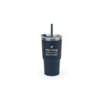 Verre en acier recyclé à double paroi avec finition mate 600 ml couleur bleu marine image avec logo