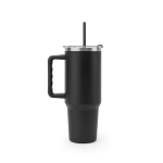 Grand gobelet de voyage en acier recyclé, finition mate 1,3 L couleur noir première vue