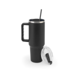 Grand gobelet de voyage en acier recyclé, finition mate 1,3 L couleur noir sixième vue