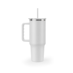 Grand gobelet de voyage en acier recyclé, finition mate 1,3 L couleur blanc première vue