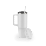 Grand gobelet de voyage en acier recyclé, finition mate 1,3 L couleur blanc sixième vue