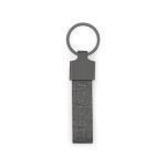 Porte-clés rectangulaire en métal et PET recyclé avec anneau pratique couleur gris foncé première vue