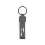 Porte-clés rectangulaire en métal et PET recyclé avec anneau pratique couleur gris foncé image avec logo 2