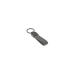 Porte-clés rectangulaire en métal et PET recyclé avec anneau pratique couleur gris foncé