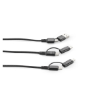 Câble USB 6-en-1 ultra-rapide en aluminium et PET recyclé polyvalent couleur noir deuxième vue