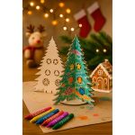 Sapin de Noël en bois naturel FSC™ pliable et à colorier vue d'ambiance
