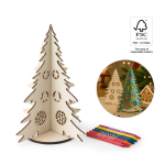 Sapin de Noël en bois naturel FSC™ pliable et à colorier diverses couleurs