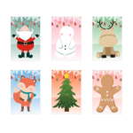 Ensemble de Noël avec six feuilles à colorier et autocollants inclus couleur blanc