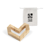 Puzzle flexible en bois dans un sac en coton Woody avec zone d'impression