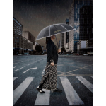 Parapluie recyclé 68 cm en polyester avec détails réfléchissants Ø120 vue d'ambiance
