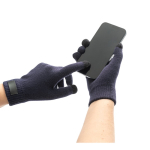 Gants en polyester recyclé rPET avec bouts tactiles pour smartphone couleur bleu marine troisième vue