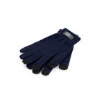 Gants en polyester recyclé rPET avec bouts tactiles pour smartphone couleur bleu marine image avec logo