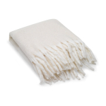 Couverture en polyester recyclé au toucher doux type mohair 300 g/m² couleur beige