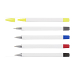 Set d’écriture avec 3 stylos, 1 portemine et 1 marqueur fluorescent couleur blanc deuxième vue