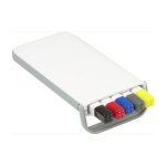 Set d’écriture avec 3 stylos, 1 portemine et 1 marqueur fluorescent couleur blanc troisième vue