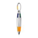 Stylo 4 couleurs avec grip antidérapant et mousqueton deuxième vue