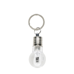 Porte-clés lampe en forme d’ampoule avec lumière blanche couleur argenté avec zone d'impression