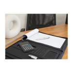 Porte-documents pro en microfibre avec feuilles et calculatrice troisième vue