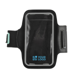 Bracelet sportif porte-téléphone réfléchissant avec fermeture velcro couleur noir avec zone d'impression