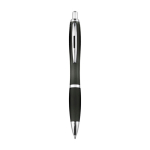 Stylo en plastique recyclé avec grip en caoutchouc encre bleue couleur noir deuxième vue