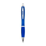 Stylo en plastique recyclé avec grip en caoutchouc encre bleue couleur bleu deuxième vue