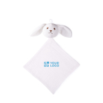 Doudou pour bébé en doux coton avec une tête de lapin couleur naturel avec zone d'impression