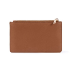 Porte-monnaie et porte-cartes zippés en cuir synthétique couleur marron troisième vue