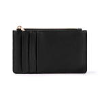Porte-monnaie et porte-cartes zippés en cuir synthétique couleur noir première vue