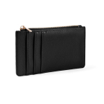 Porte-monnaie et porte-cartes zippés en cuir synthétique couleur noir deuxième vue