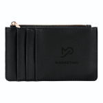 Porte-monnaie et porte-cartes zippés en cuir synthétique couleur noir quatrième vue