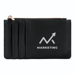 Porte-monnaie et porte-cartes zippés en cuir synthétique couleur noir cinquième vue