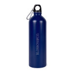 Gourde en acier inoxydable recyclé avec mousqueton argenté 750ml couleur bleu troisième vue