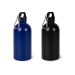 Gourde en acier inoxydable recyclé avec mousqueton argenté 500ml couleur noir troisième vue