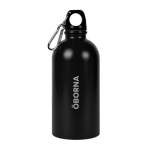 Gourde en acier inoxydable recyclé avec mousqueton argenté 500ml couleur noir quatrième vue
