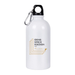 Gourde en acier recyclé avec mousqueton pour sublimation 500ml couleur blanc troisième vue