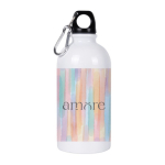 Gourde en acier recyclé avec mousqueton pour sublimation 500ml couleur blanc quatrième vue