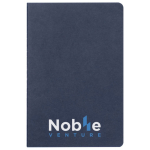 Carnet A5 avec pages couleur crème en papier quadrillé certifié FSC couleur bleu quatrième vue