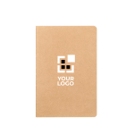 Carnet A5 avec pages couleur crème en papier quadrillé certifié FSC couleur kaki avec zone d'impression