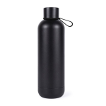 Bouteille isotherme en acier inoxydable avec verre intégré à la base couleur noir première vue