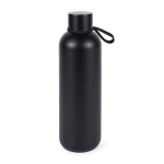 Bouteille isotherme en acier inoxydable avec verre intégré à la base couleur noir deuxième vue
