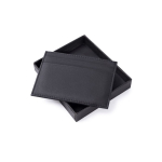 Porte-cartes en cuir noir dans boîte de présentation élégante couleur noir quatrième vue