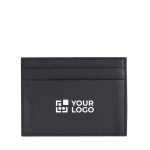 Porte-cartes en cuir noir dans boîte de présentation élégante couleur noir avec zone d'impression