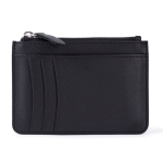 Portefeuille-porte-cartes en cuir noir avec fermeture éclair centrale couleur noir première vue