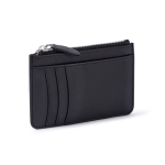 Portefeuille-porte-cartes en cuir noir avec fermeture éclair centrale couleur noir deuxième vue