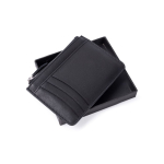 Portefeuille-porte-cartes en cuir noir avec fermeture éclair centrale couleur noir quatrième vue